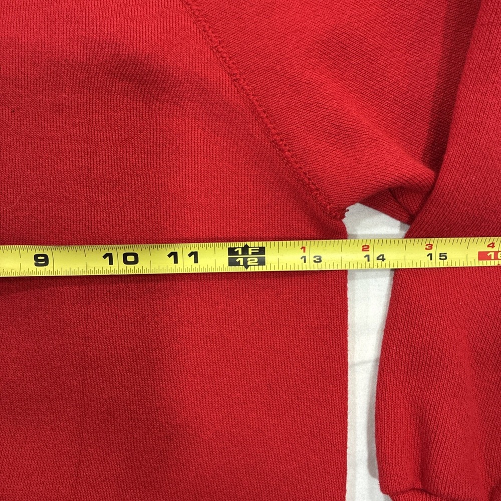 Vintage Tultex Sweater Youth‎ Small Red Made in USA Raglan Sweatshirt Blank 90s - Picture 6 of 11